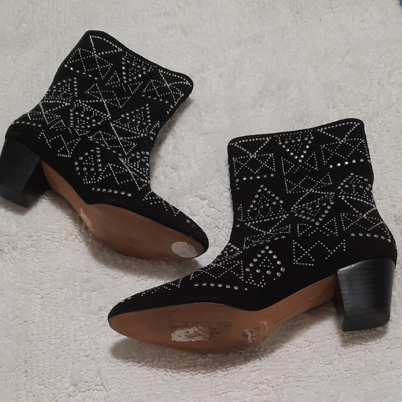 Rebecca Minkoff Black Studded Heeled Boots - Picture 3 of 10